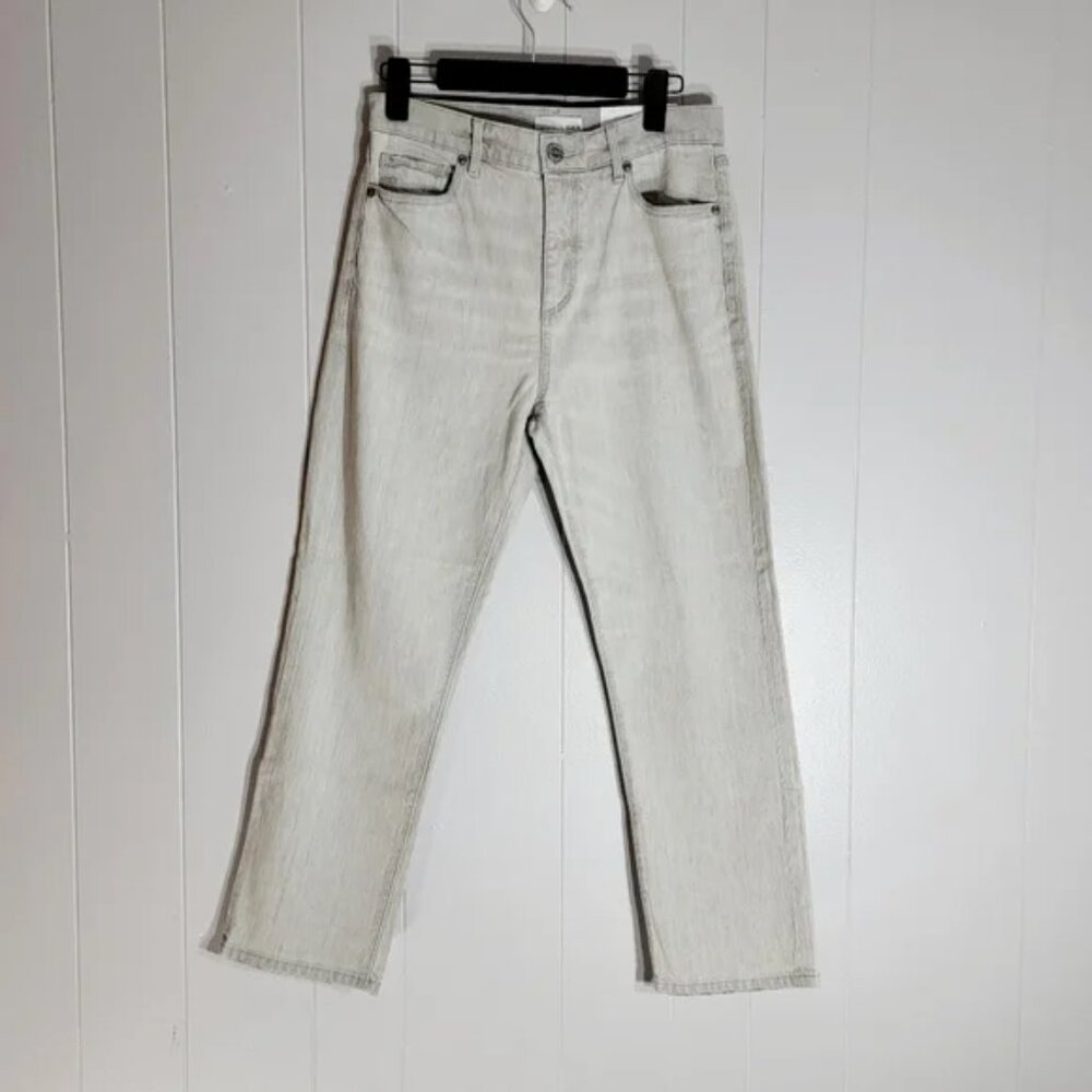 Loft Curvey High Waist Straight Cropped Jeans Light Gray Size 28